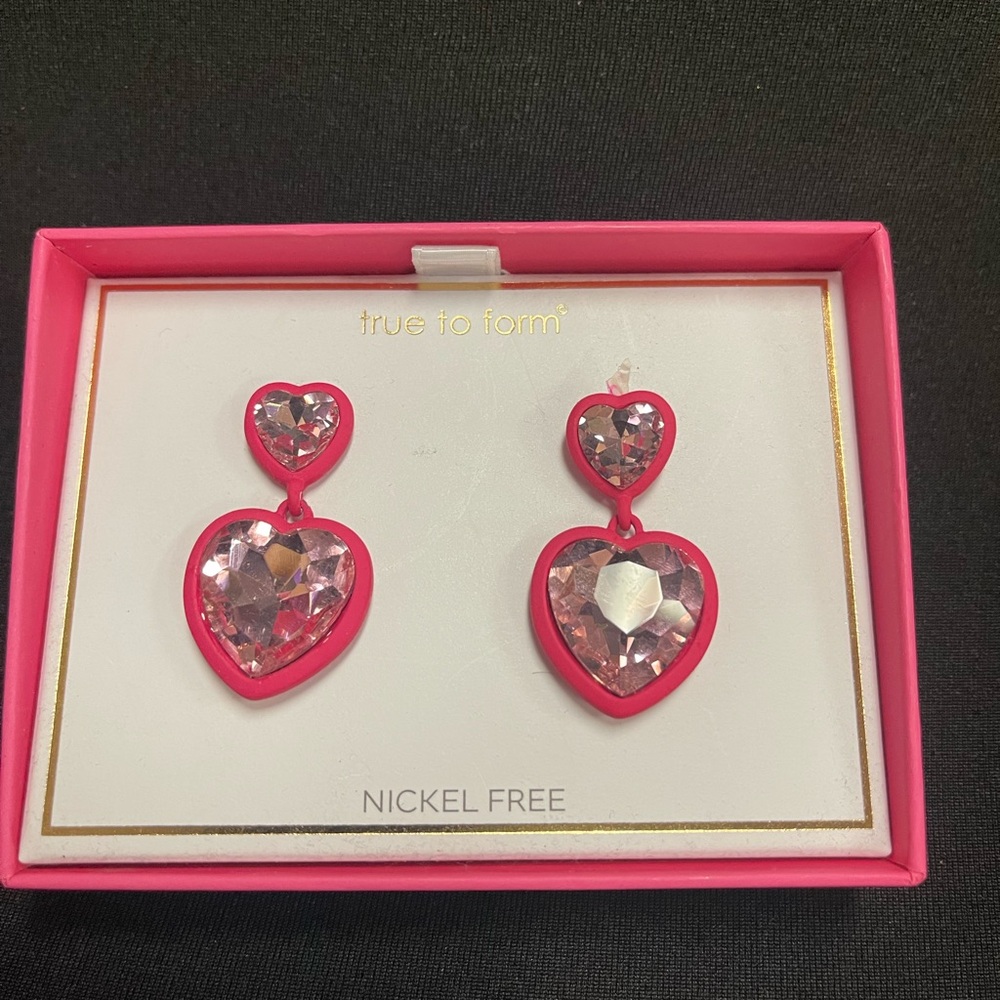Pink Heart Earrings NIB